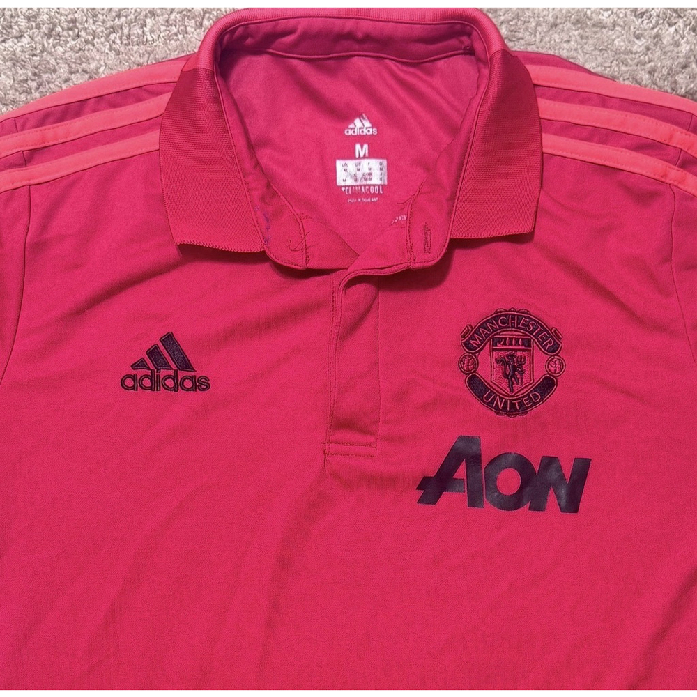 Manchester United Adidas Polo Shirt Red Black Men’s Medium